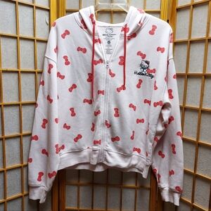 🎀 Hello Kitty Bow Zip Up Fleece Hoodie Juniors XL Womens L
